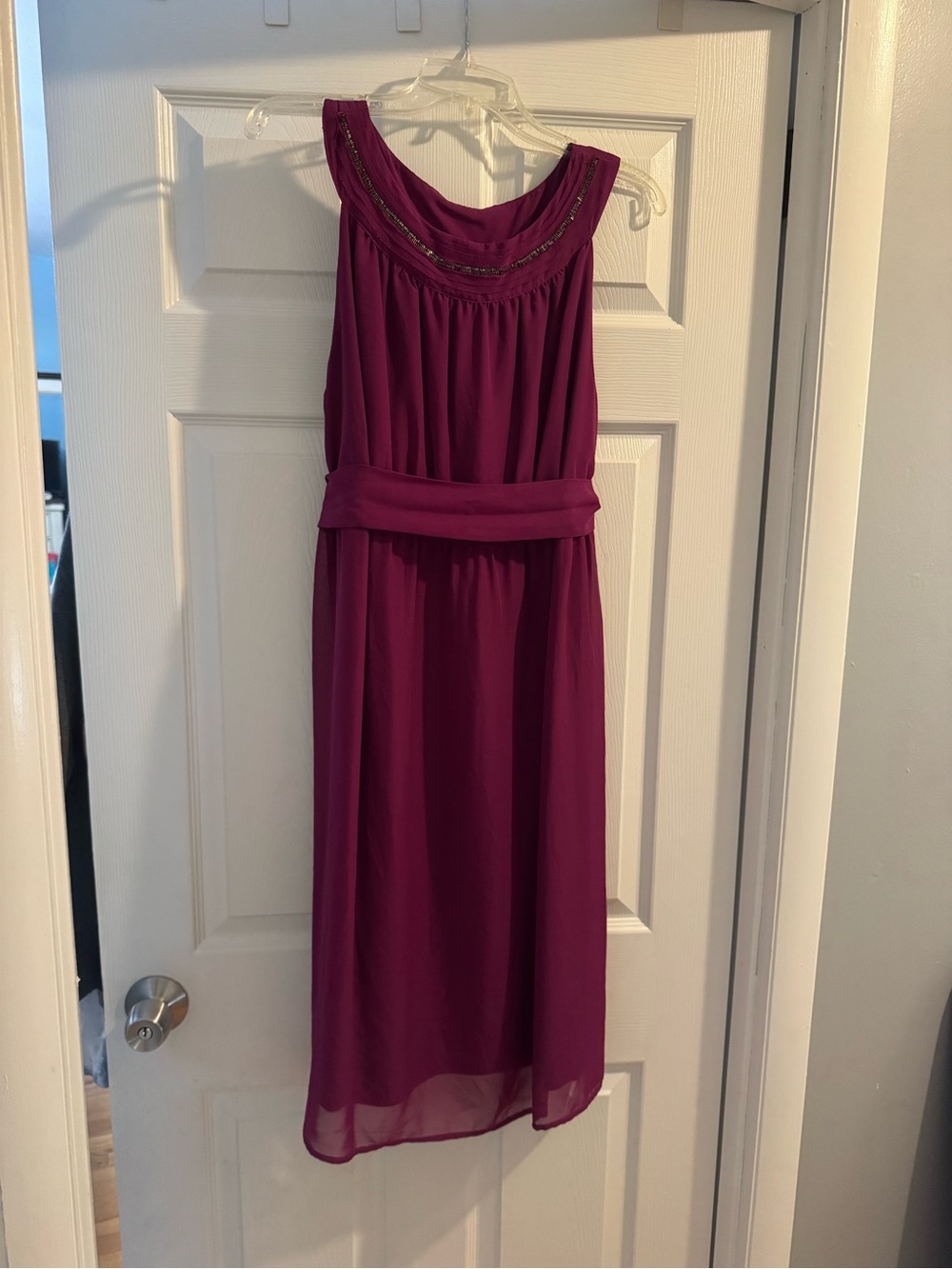 Liz Lange for Target Magenta Sleeveless Midi Dress with Beaded Yoke
